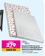 Little One Standard PVC Covered Mattress 170 x 560 x 60 Or Mattress 970 x 670 x 60cm-Each