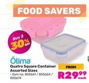 Otima Quarto Sqaure Container Assorted Sizes-Each