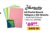 Butterfly A4 Pastel Board 160gsm x 50 Sheets 249980