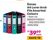 Doanu A4 Lever Arch File Assorted Colours 850014003001/002/003/004/005/006