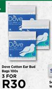 Dove Cotton Ear Bud Bags-For 3 x 100s Pack