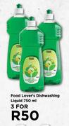 Food Lover's Dishwashing Liquid-For 3 x 750ml