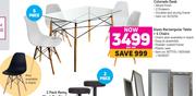 Glass Rectangular Table + 4 Chairs- Per Set