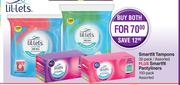 Lil-Lets Smartfit Tampons 32 Pack Assorted Plus Smartfit Pantyliners 100 Pack Assorted-Both For