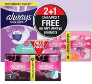 Always Daily Liners Protect Economy Pack 40 Pack-Per Pack