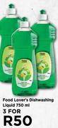 Food Lover's Dishwashing Liquid-For 3 x 750ml
