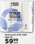Food Lover's 2 Ply Toilet Paper-9s Pack Each