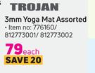 Trojan 3mm Yoga Mat Assorted-Each