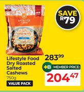 Lifestyle Food Dry Roasted Salted Cashews-750g
