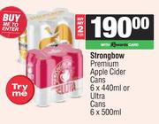 Strongbow Premium Apple Cider Cans 6 x 440ml Or Ultra Cans 6 x 500ml-For 2