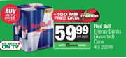 Red Bull Energy Drinks Cans-For 4 x 250ml