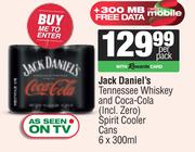 Jack Daniel's Tennessee Whisky & Coca Cola Spirit Cooler Cans-6 x 300ml Per Pack