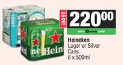 Heineken Lager Or Silver Cans-For 2 x 6 x 500ml