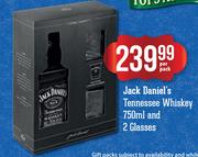 Jack Daniel's Tennesse Whisky 750ml With 2 Glasses-Per Pack