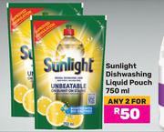 Sunlight Dishwashing Liquid Pouch-For Any 2 x 750ml