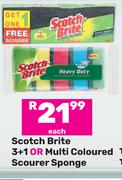 Scotch Brite 3 + 1 Or Multi Coloured Scourer Sponge-Each