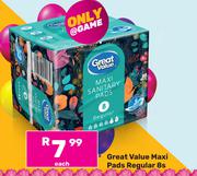 Great Value Maxi Pads Regular-8s Each