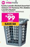 Miss Molly Lucky Laundry Basket Assorted Colours Or Formosa 75L Debble Laundry Basket-Each