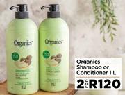 Organics Shampoo Or Conditioner-For 2 x 1Ltr