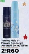 Yardley Male Or Female Deodorant Assorted 90 ml/125 ml- For 2