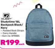 Quest Study Time 16L Backpack Black/Navy-Each