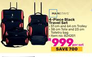 Mainstays 4-Piece Black Travel Set-Per Set