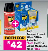 Raid Aerosol Insect Killer 300ml Assorted Plus Electric Liquid Mosquito Killer Free-For Both