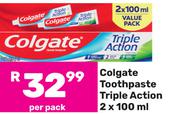 Colgate Toothpaste Triple Action-2 x 100ml Per Pack