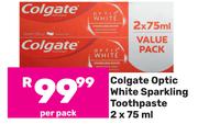 Colgate Optic White Sparkling Toothpaste-2 x 75ml Per Pack
