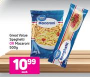 Great Value Spaghetti Or Macaroni-500g Each