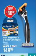 Max Shave Tech Edge Men's 5 Blade Cartridges 4 Pack