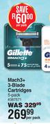 Gillette Mach3+ 3-Blade Cartridges 5 Pack-Per Pack    