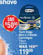 Max Shave Tech Edge Men's 3 Blade Cartridges 4 Pack