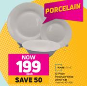 Mainstays 12 Piece Porcelain White Dinner Set-Each