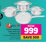 Tissolli 8 Piece Stainless Steel Solid Lids Cookware Set