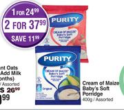 Purity Cream Of Maize Baby's Soft Porridge Assorted-For 2 x 400g