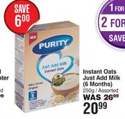 Purity Instant Oats Just Add Milk 6 Months Assorted-250g