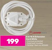 Powerworx 5m 16A Extension Cord White