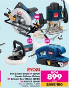 Ryobi BeltSander 800W Or1200W SanderPolisher 180mm OrCircular Saw185mm 1500W Or Router1200W-Each