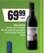 Van Loveren African Java Pinotage, Merlot, Cabernet Sauvignon Or Blue Velvet Pinot Noir-750ml Each