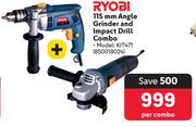 Ryobi 115mm Angle Grinder & Impact Drill Combo KIT471-Per Combo