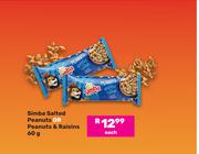 Simba Salted Peanuts Or Peanuts & Raisins-60g Each
