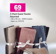 3 Pack Guest Towels Assorted-30 x 30cm Per pack
