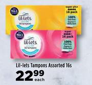 Lil-Lets Tampons Assorted-16s Each