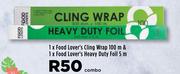 1 x Food Lover's Cling Wrap 100m & 1 x Food Lover's Heavy Duty Foil 5m-Combo