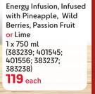 Red Square Energy Infusion,Infused With Pineapple, Wild Berries, Passion Fruit Or Lime-750ml Each
