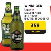 Windhoek Lager Or Draught NRBs-24 x 440ml Per Case
