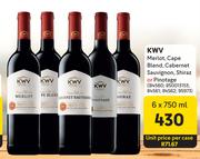 KWV Merlot, Cape Blend, Cabernet Sauvignon, Shiraz Or Pinotage-6 x 750ml