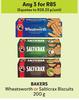 Bakers Wheatworth Or Salticrax Biscuits-For Any 3 x 200g