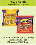 Cadbury Lunch Bar, P.S.Chomp Treatsize Party Pack (All Variants)-For 2 x 168g-184g